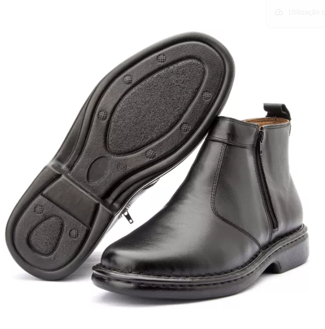 Botina Masculino em Couro Preta -(Ref.: 18004preto) - Zíper - Imagem 2