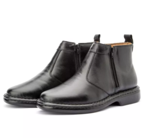 Botina Masculino em Couro Preta -(Ref.: 18004preto) - Zíper