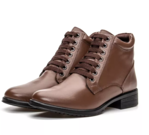 Coturno Bota Feminina em Couro Legítimo com amarração - Tabaco - (Ref.: 7393tabaco)