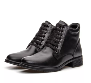 Coturno Bota Feminina em Couro com amarração - Preto (Ref.: 7393preto)