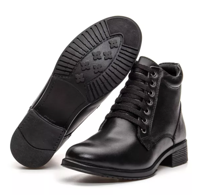 Coturno Bota Feminina em Couro com amarração - Preto (Ref.: 7393preto) - Imagem 2