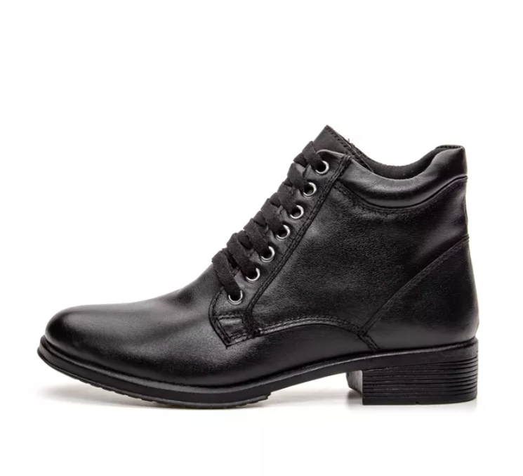 Coturno Bota Feminina em Couro com amarração - Preto (Ref.: 7393preto) - Imagem 3