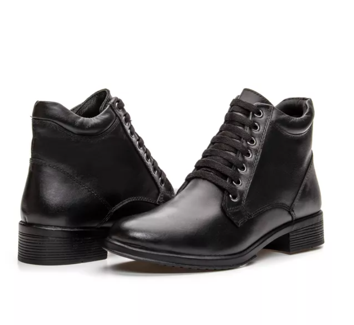 Coturno Bota Feminina em Couro com amarração - Preto (Ref.: 7393preto) - Imagem 4
