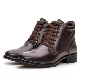 Coturno Bota Feminina em Couro com amarração - Café (Ref.: 7393café)