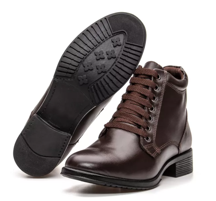 Coturno Bota Feminina em Couro com amarração - Café (Ref.: 7393café) - Imagem 2