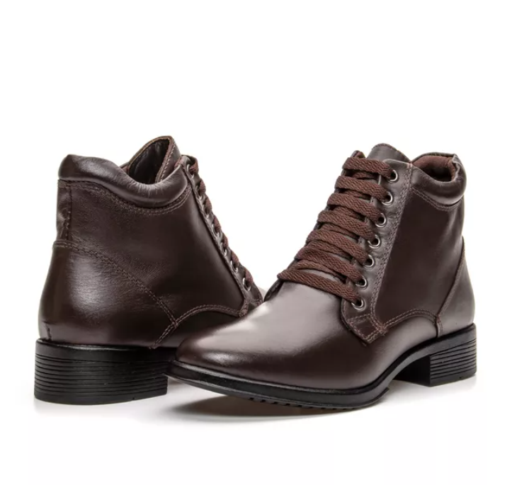 Coturno Bota Feminina em Couro com amarração - Café (Ref.: 7393café) - Imagem 4