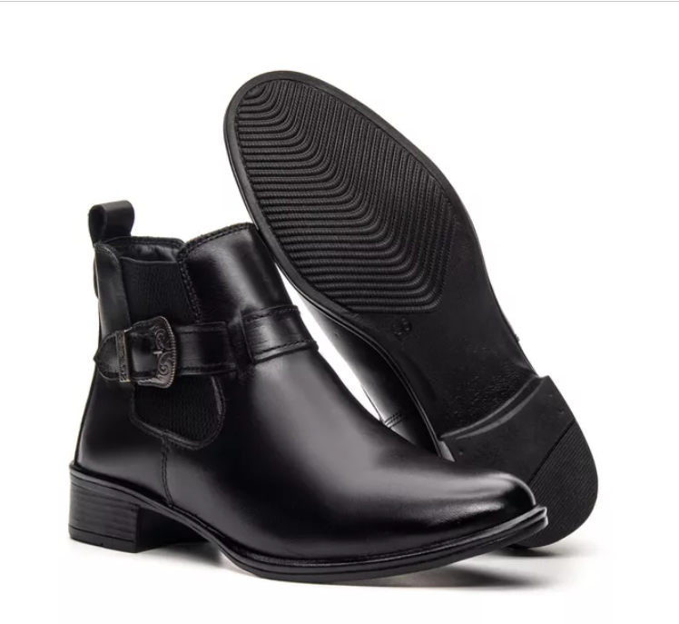 Bota Feminina Chelsea em Couro Confortável Preta - (Ref.: 7391Preto) - Imagem 2