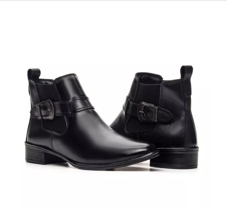 Bota Feminina Chelsea em Couro Confortável Preta - (Ref.: 7391Preto) - Imagem 5