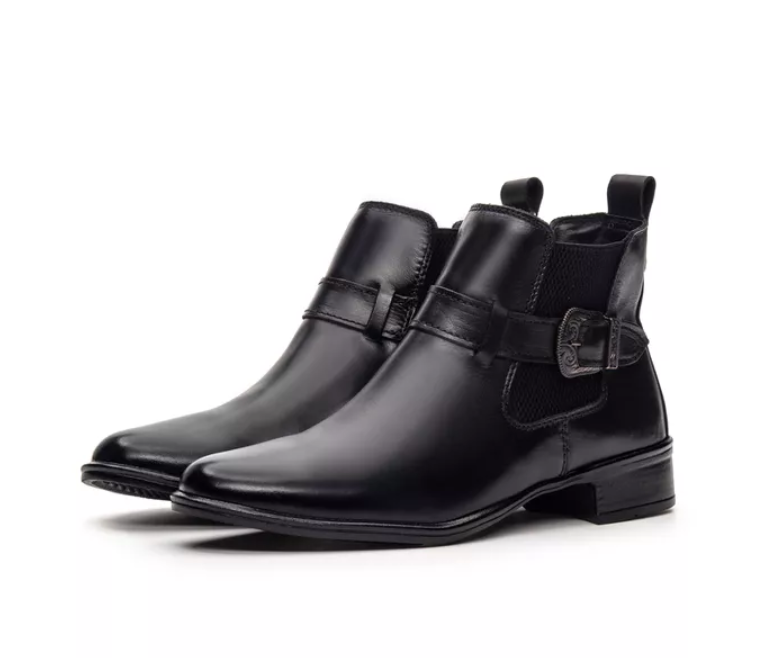 Bota Feminina Chelsea em Couro Confortável Preta - (Ref.: 7391Preto) - Imagem 6