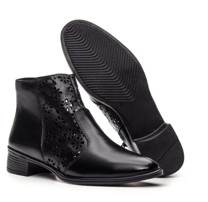 Bota Feminina em Couro Detalhe em Laser - Preto (Ref.: 7395preto) - Imagem 2