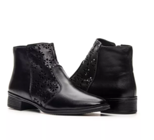 Bota Feminina em Couro Detalhe em Laser - Preto (Ref.: 7395preto)