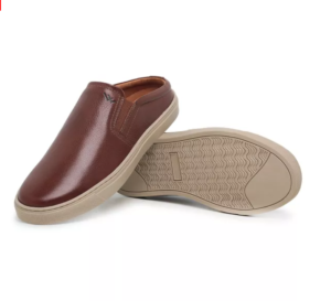 Tênis Masculino Mule Calça Fácil Couro Legitimo Mule Marrom Canela - (Ref.: 12060Canela)