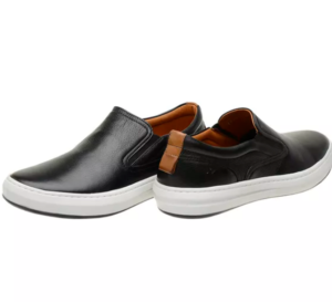 Tênis Masculino Calça Fácil Couro Legitimo Preto Elástico (Ref.: 12051Preto)